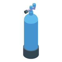 graphic of a blue isometric oxygen cylinder with valve, isolated on white vector