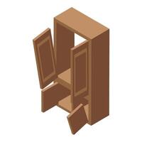 3d isometric illustration of a simple wooden chair on a white background vector