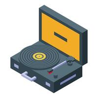 Digital illustration of a classic vinyl record player in an isometric view, perfect for retrothemed designs vector