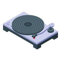 Detailed isometric illustration of a classic vinyl record player in a modern style vector