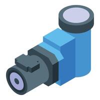 Vibrant isometric illustration of a modern digital camera, perfect for techthemed content vector