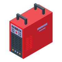 3d isometric illustration of a red portable electric generator on a white background vector
