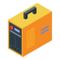 Detailed isometric illustration of a compact, portable generator in bold colors vector