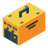 Isometric illustration of a yellow toolbox vector