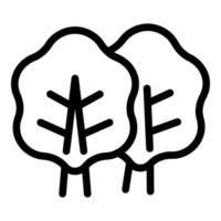 Black and white line art illustration of a stylized deciduous tree icon vector
