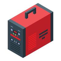 3d graphic of a red portable power generator, isometric perspective vector