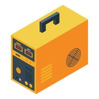 Vibrant isometric illustration of a portable yellow generator, suitable for emergency power concepts vector