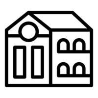 Black and white line art of a simple house icon vector