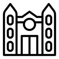 Black and white line art of a castle icon vector