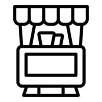 Black and white line drawing of a market stall, suitable for web icons and graphic designs vector