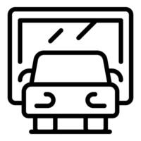 Cartoon car in garage outline icon vector