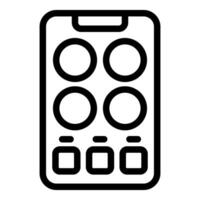 Black and white icon illustration of a smartphone with a camera design vector
