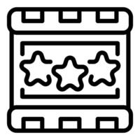 A illustration of a fivestar rating system, with three filled stars indicating a midlevel review vector