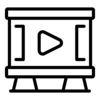 Simple black and white illustration of a play button on a presentation screen vector