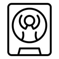 Black and white line art of a wireless internet signal icon on a square background vector