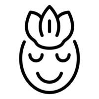 Smiling face with lotus icon vector