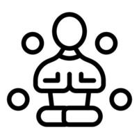 Simple black and white line art of a person in meditation with abstract circles vector