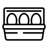 Black and white line art illustration of a basket containing eggs vector