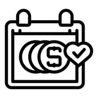 icon of a calendar with coins and heart, representing financial planning and affection for savings vector