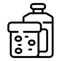 Line art icon of water bottle and drinking glass vector