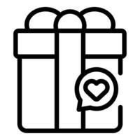 Love gift box line art with heart icon vector