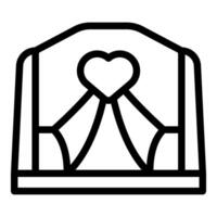 Black and white illustration of a stylized gate with a heart crest at the center vector