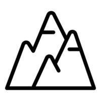 Black line icon of a mountain range for minimalist design on a white background vector