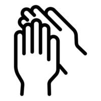 Simple black line icon of clapping hands representing applause or approval vector