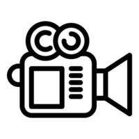 Black and white illustration of a retro camera in line art style vector