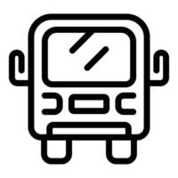 Black and white line art of a bus icon vector