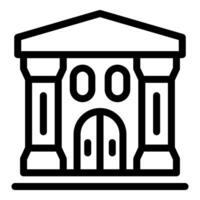 Black and white icon of a traditional bank building with columns vector