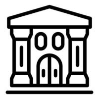 Black and white icon of a traditional bank building with columns vector