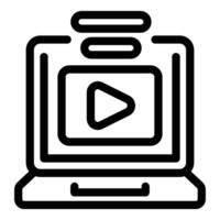 Laptop with play button icon vector