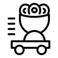 Outline icon of conveyor belt with boxes vector
