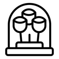 Black and white line icon of binoculars at an observation deck vector