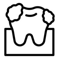 Black line drawing of a tooth with cavities vector