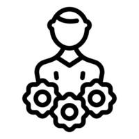 Abstract person with gears icon vector