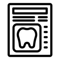 negro línea Arte icono presentando un diente en un documento, simbolizando dental registros vector
