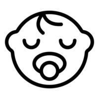 Simple line icon of a cute baby's face with a pacifier, ideal for various design purposes vector