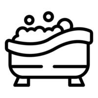 Cartoon bathtub with bubbles line icon vector
