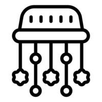 Simplistic black and white line art icon of a baby crib mobile vector