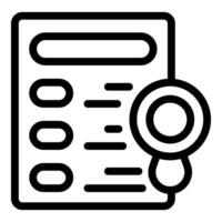 Checklist icon with magnifying glass line art vector