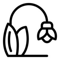 Line art illustration of headphones with floral accent vector