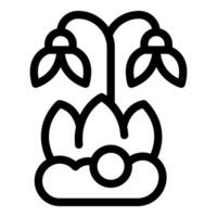 Simple black and white line art of an abstract floral design with leaves and bud vector