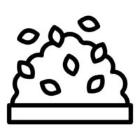 Outline of a rice bowl with beans icon vector
