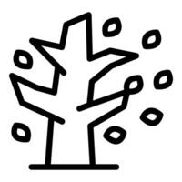 Abstract line art tree with falling leaves vector