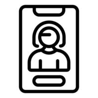 Outline icon for user profile on mobile app vector