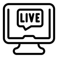 Live streaming icon on computer monitor vector