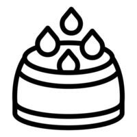 A simple, black and white line drawing of a birthday cake with three candles vector