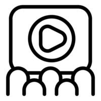 Graphic icon of people viewing content on a large central screen vector